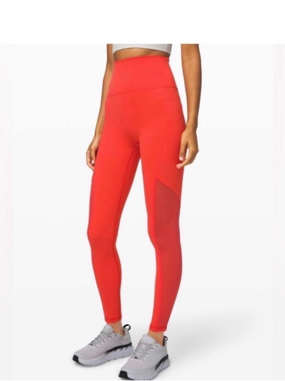 lululemon athletica High-Rise Red Leggings with Mesh Panels and Pockets